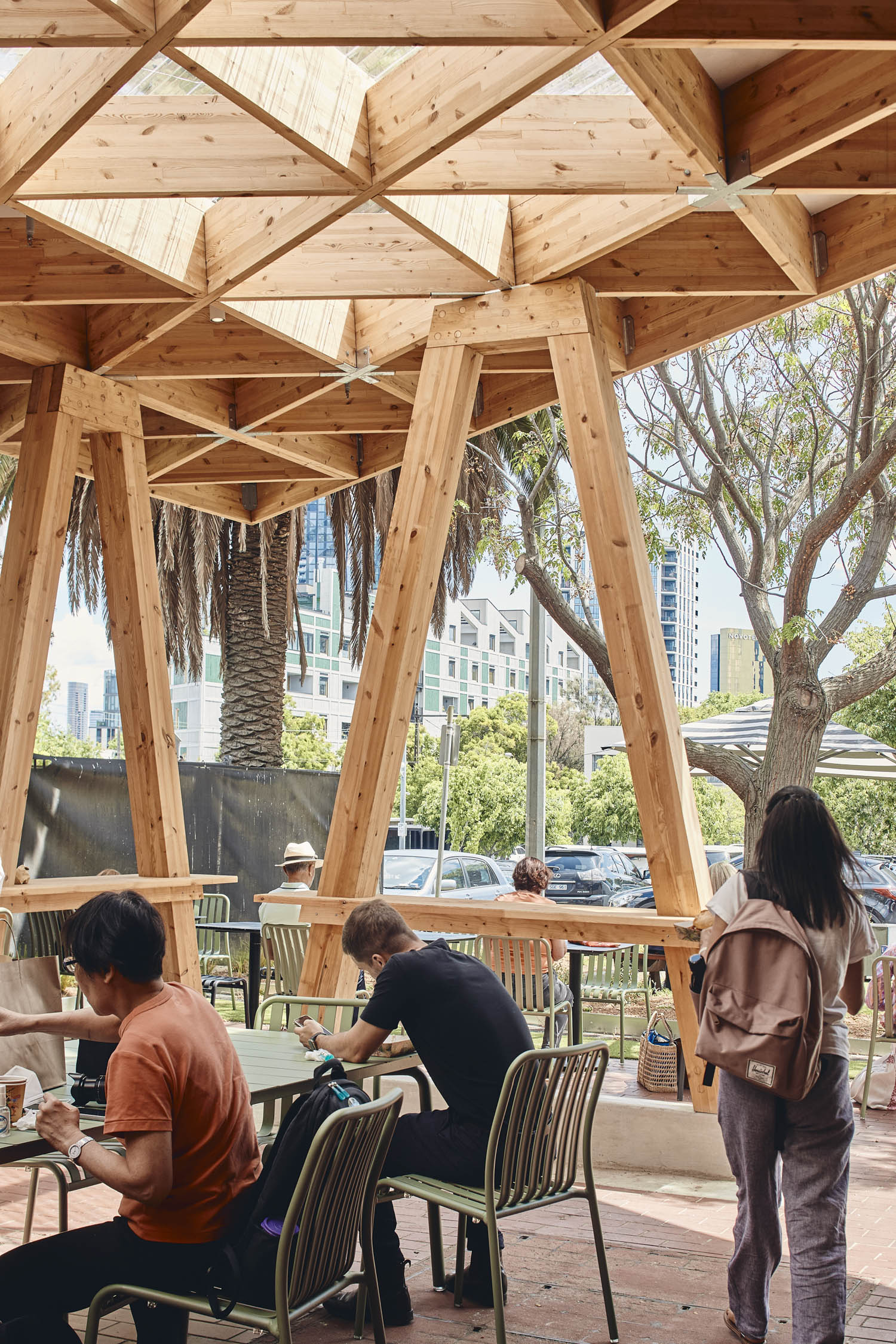 DfMA timber detail South Melbourne Market External Food Hall / Bourke and Bouteloup Architects