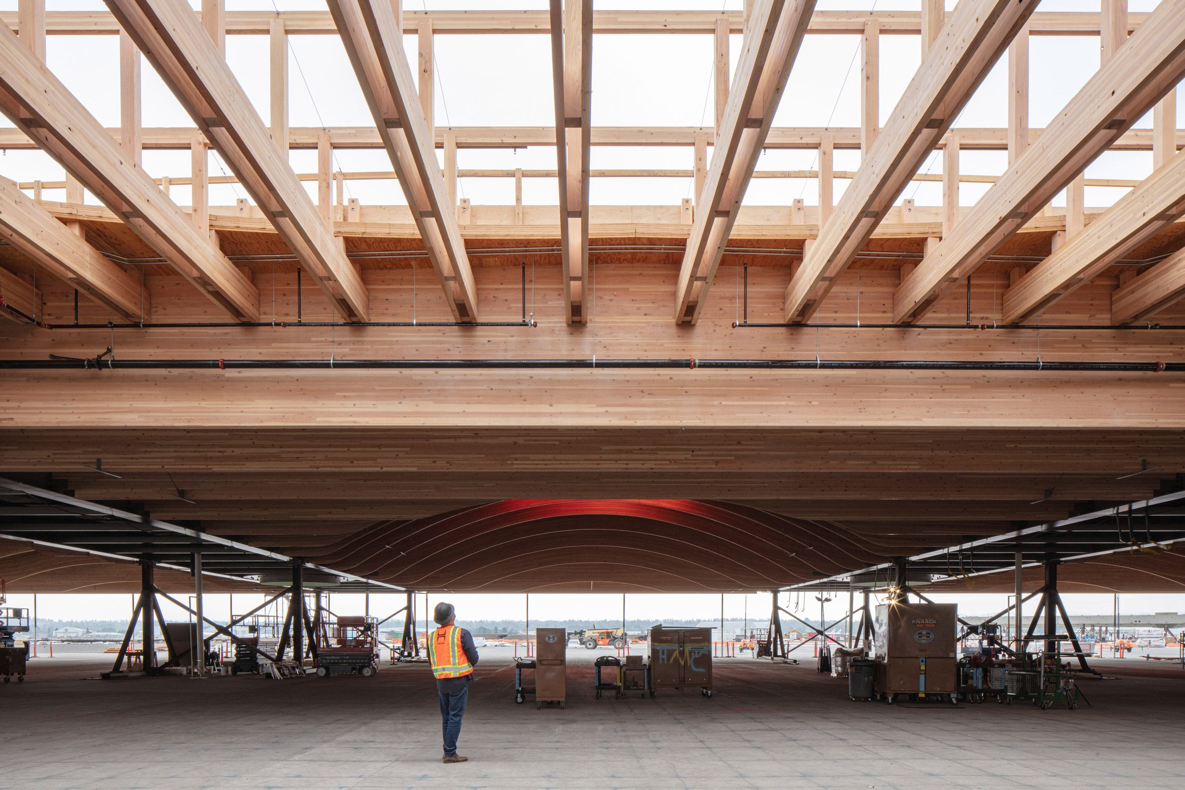 zgf portland airport mass timber roof portland dezeen 2364 cnstruction2jpg